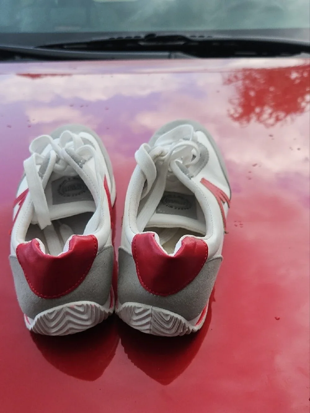 Kids White and Gray Sneakers with Red Accent - Classic Lace-Up Comfort